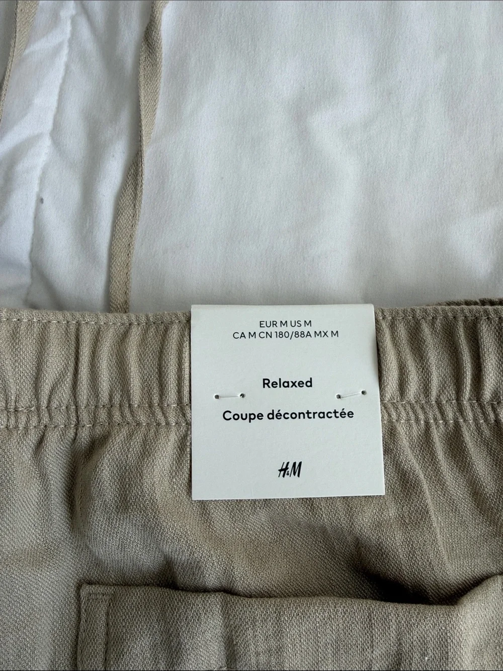 H&M Men's Relaxed Drawstring Chinos - Beige
